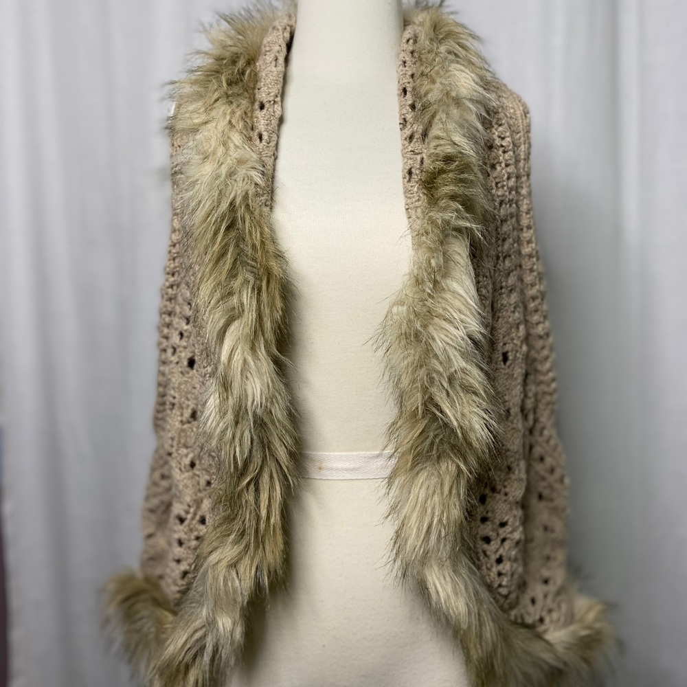 Crochet Vest with Faux Fur Lining